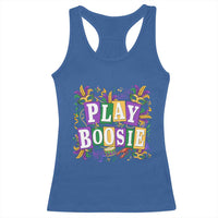 Funny Play Boosie Mardi Gras Racerback Tank Top Fat Tuesday Carnival Fleur De Lis Music