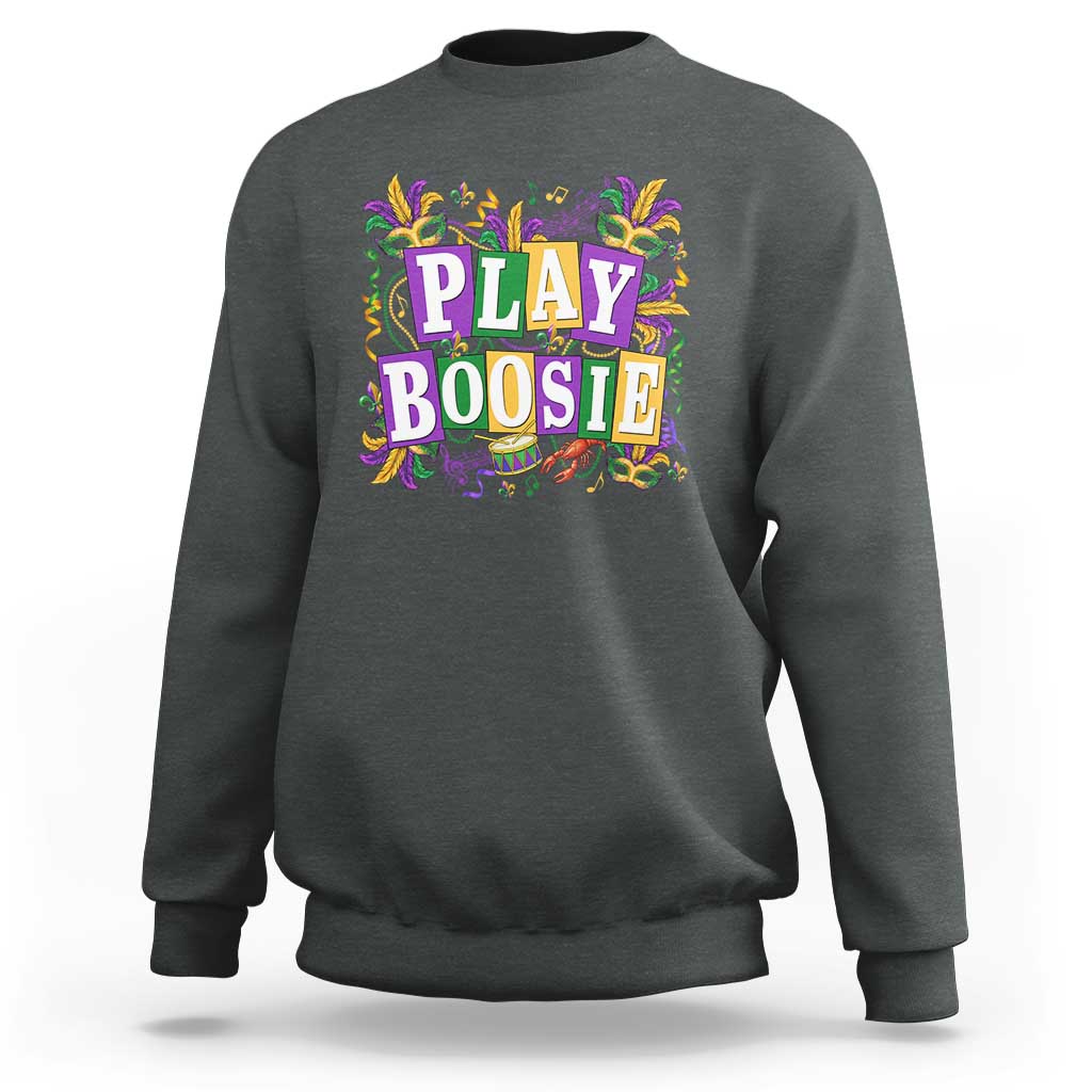 Funny Play Boosie Mardi Gras Sweatshirt Fat Tuesday Carnival Fleur De Lis Music