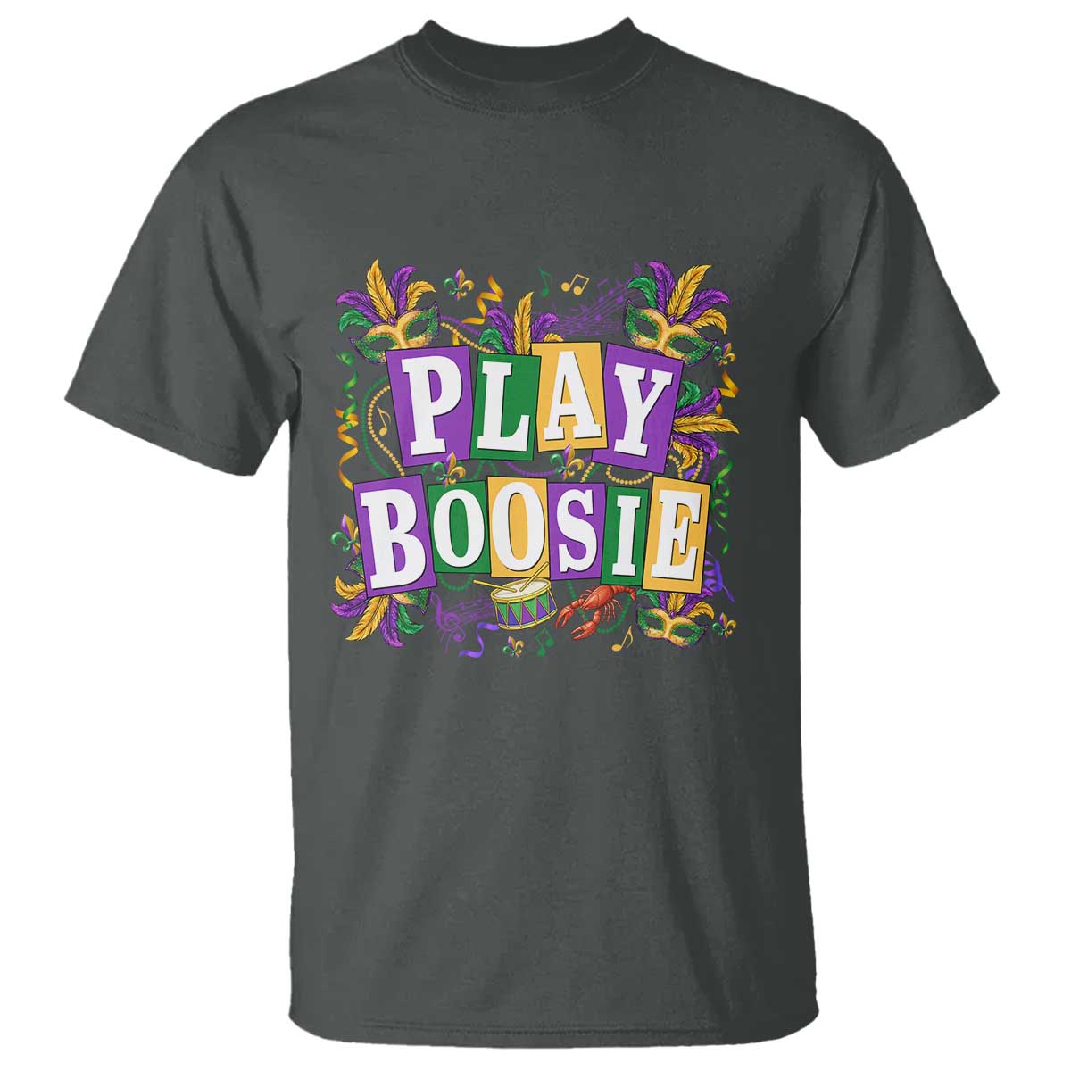 Funny Play Boosie Mardi Gras T Shirt Fat Tuesday Carnival Fleur De Lis Music