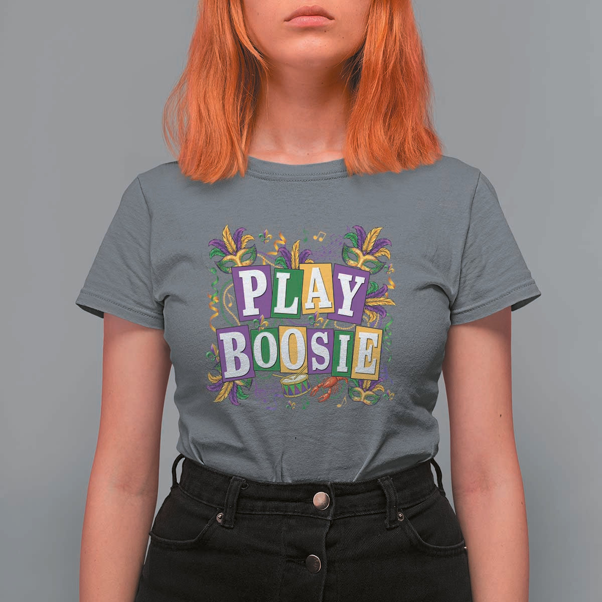 Funny Play Boosie Mardi Gras T Shirt For Women Fat Tuesday Carnival Fleur De Lis Music