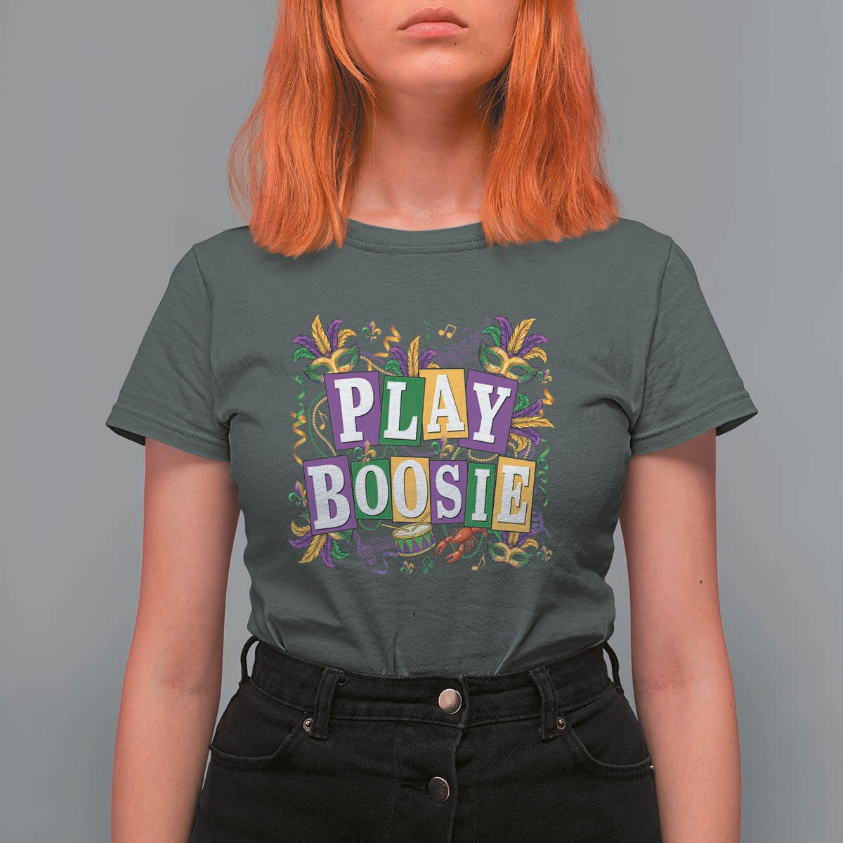 Funny Play Boosie Mardi Gras T Shirt For Women Fat Tuesday Carnival Fleur De Lis Music