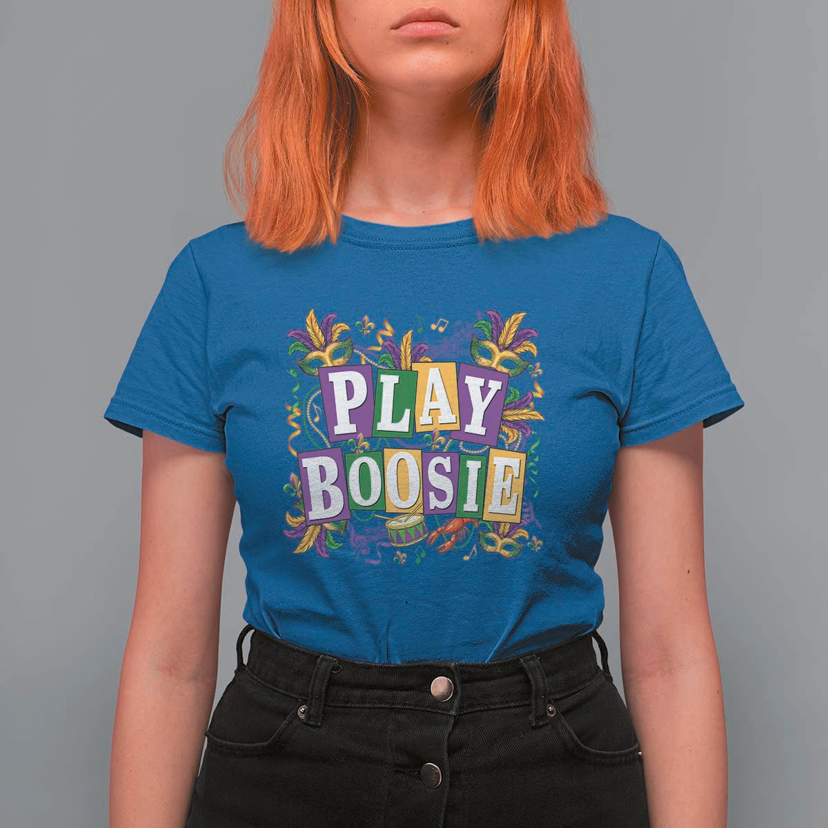 Funny Play Boosie Mardi Gras T Shirt For Women Fat Tuesday Carnival Fleur De Lis Music
