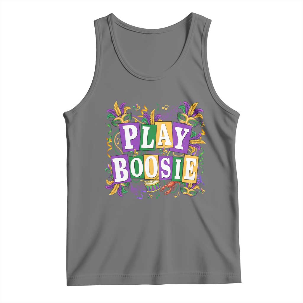 Funny Play Boosie Mardi Gras Tank Top Fat Tuesday Carnival Fleur De Lis Music
