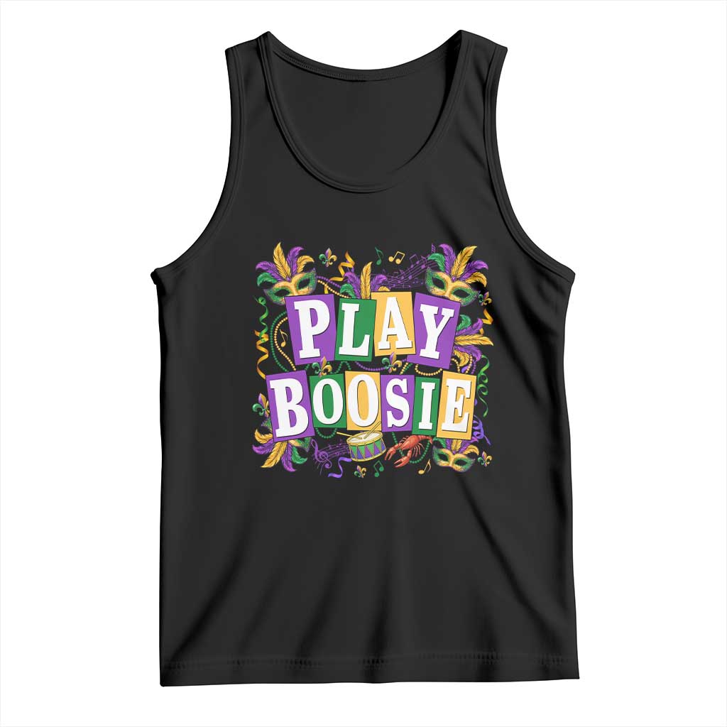 Funny Play Boosie Mardi Gras Tank Top Fat Tuesday Carnival Fleur De Lis Music