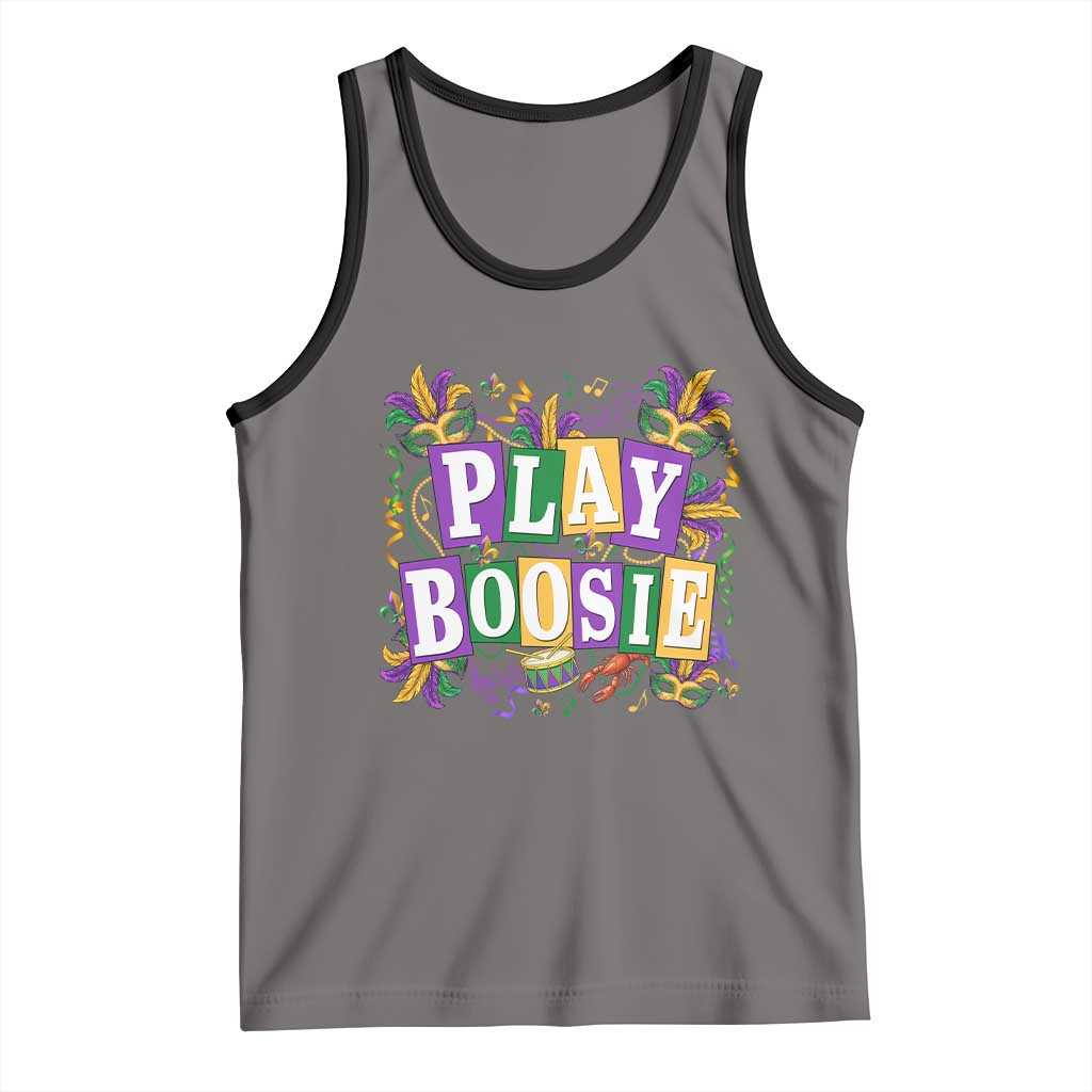 Funny Play Boosie Mardi Gras Tank Top Fat Tuesday Carnival Fleur De Lis Music