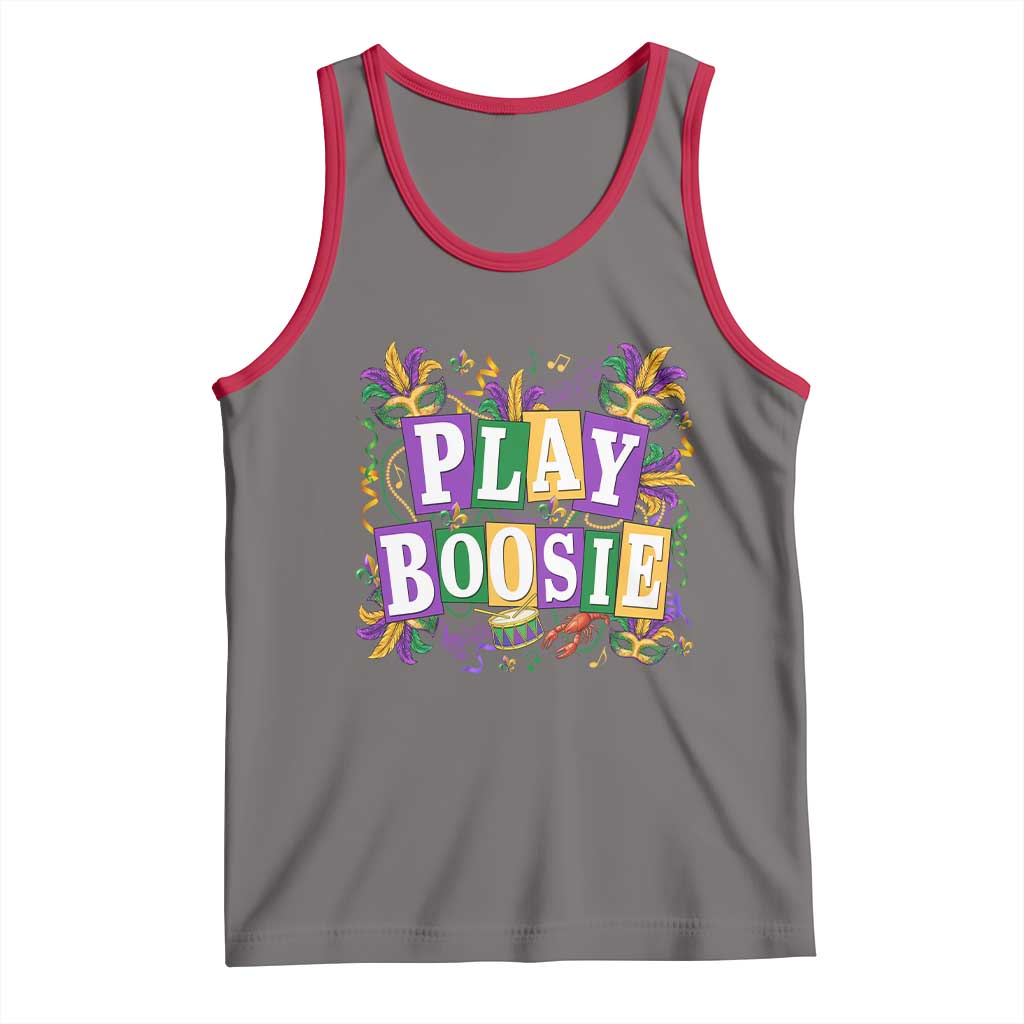 Funny Play Boosie Mardi Gras Tank Top Fat Tuesday Carnival Fleur De Lis Music