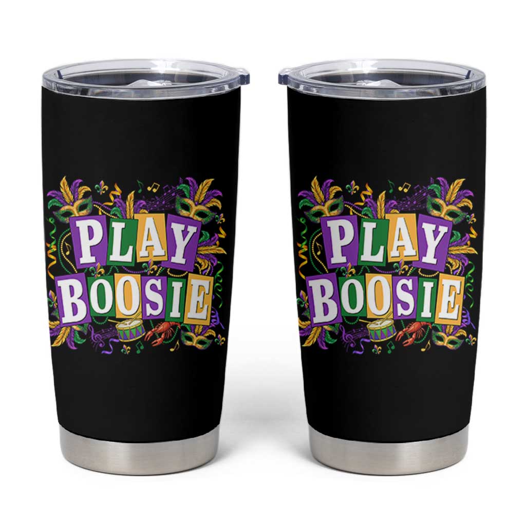 Funny Play Boosie Mardi Gras Tumbler Cup Fat Tuesday Carnival Fleur De Lis Music