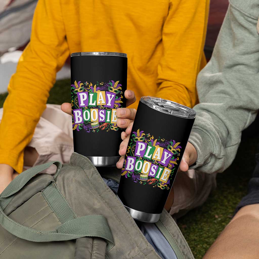 Funny Play Boosie Mardi Gras Tumbler Cup Fat Tuesday Carnival Fleur De Lis Music