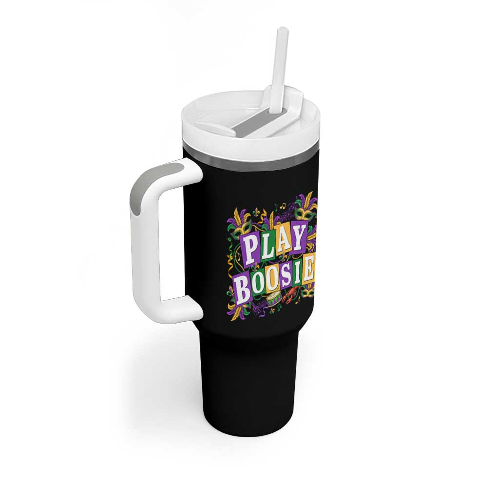 Funny Play Boosie Mardi Gras Tumbler With Handle Fat Tuesday Carnival Fleur De Lis Music