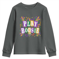Funny Play Boosie Mardi Gras Youth Sweatshirt Fat Tuesday Carnival Fleur De Lis Music