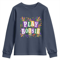 Funny Play Boosie Mardi Gras Youth Sweatshirt Fat Tuesday Carnival Fleur De Lis Music