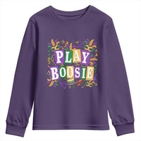 Funny Play Boosie Mardi Gras Youth Sweatshirt Fat Tuesday Carnival Fleur De Lis Music