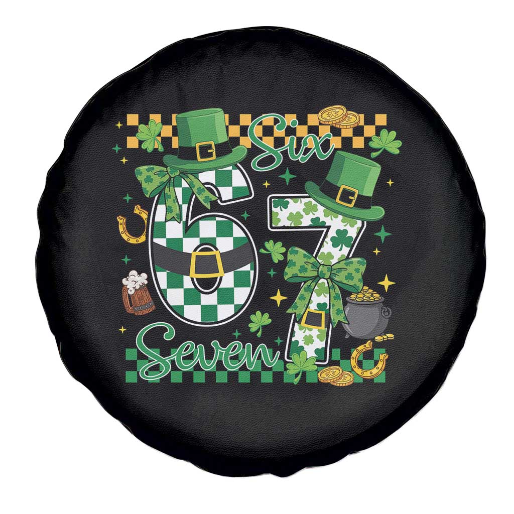 67 St Patricks Day Spare Tire Cover Funny Six Seven Meme Lucky Shamrock