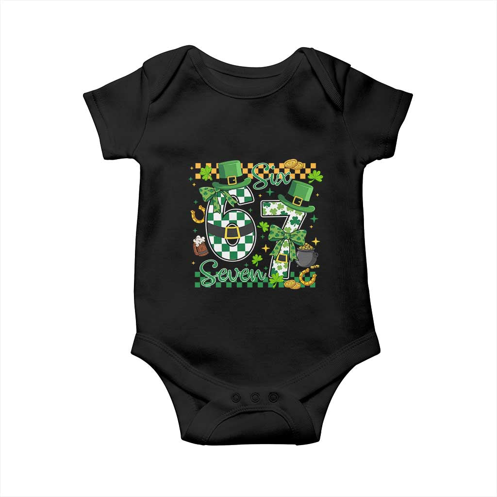 67 St Patricks Day Baby Onesie Funny Six Seven Meme Lucky Shamrock