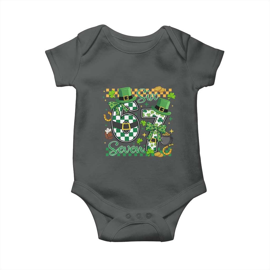 67 St Patricks Day Baby Onesie Funny Six Seven Meme Lucky Shamrock