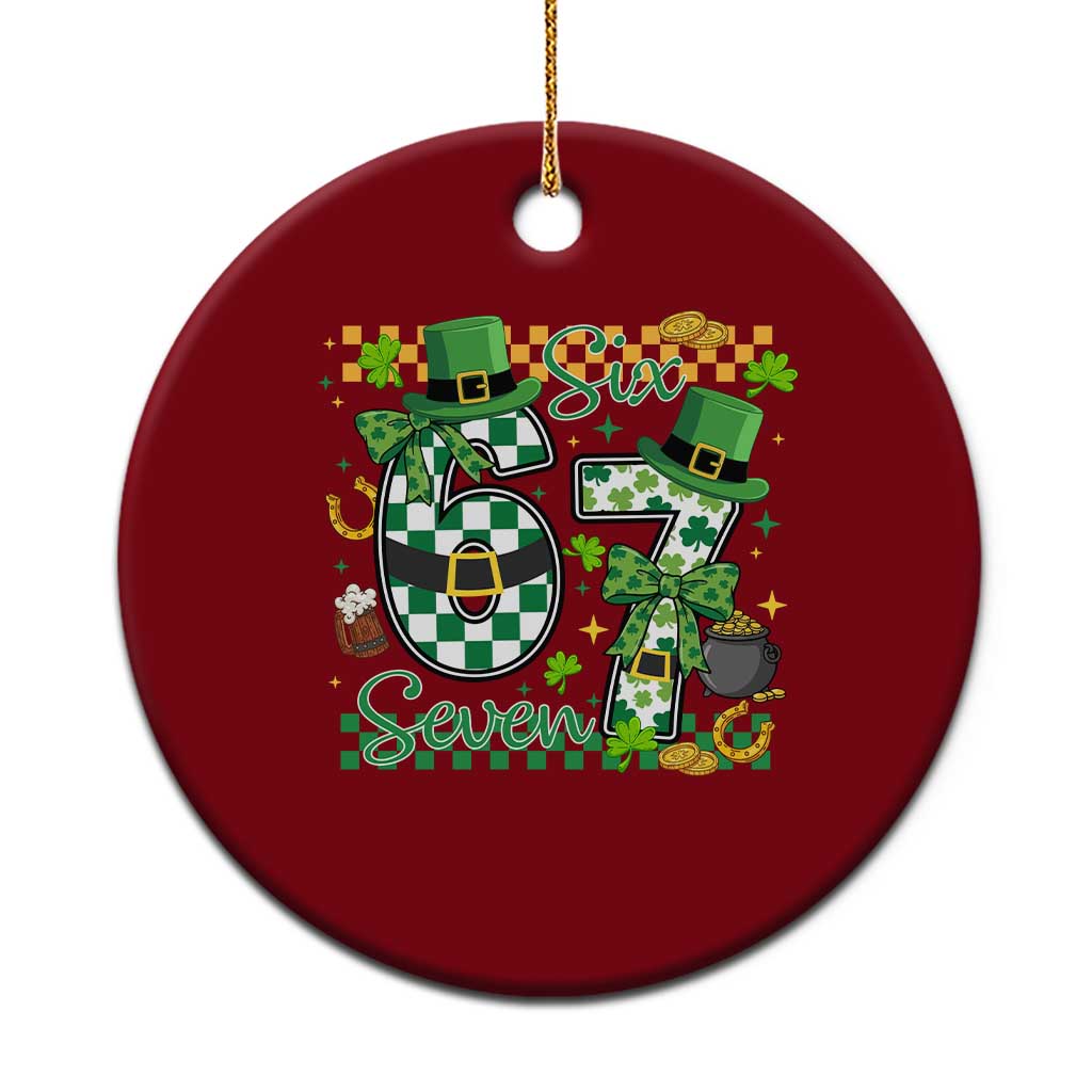 67 St Patricks Day Ceramic Ornament Funny Six Seven Meme Lucky Shamrock