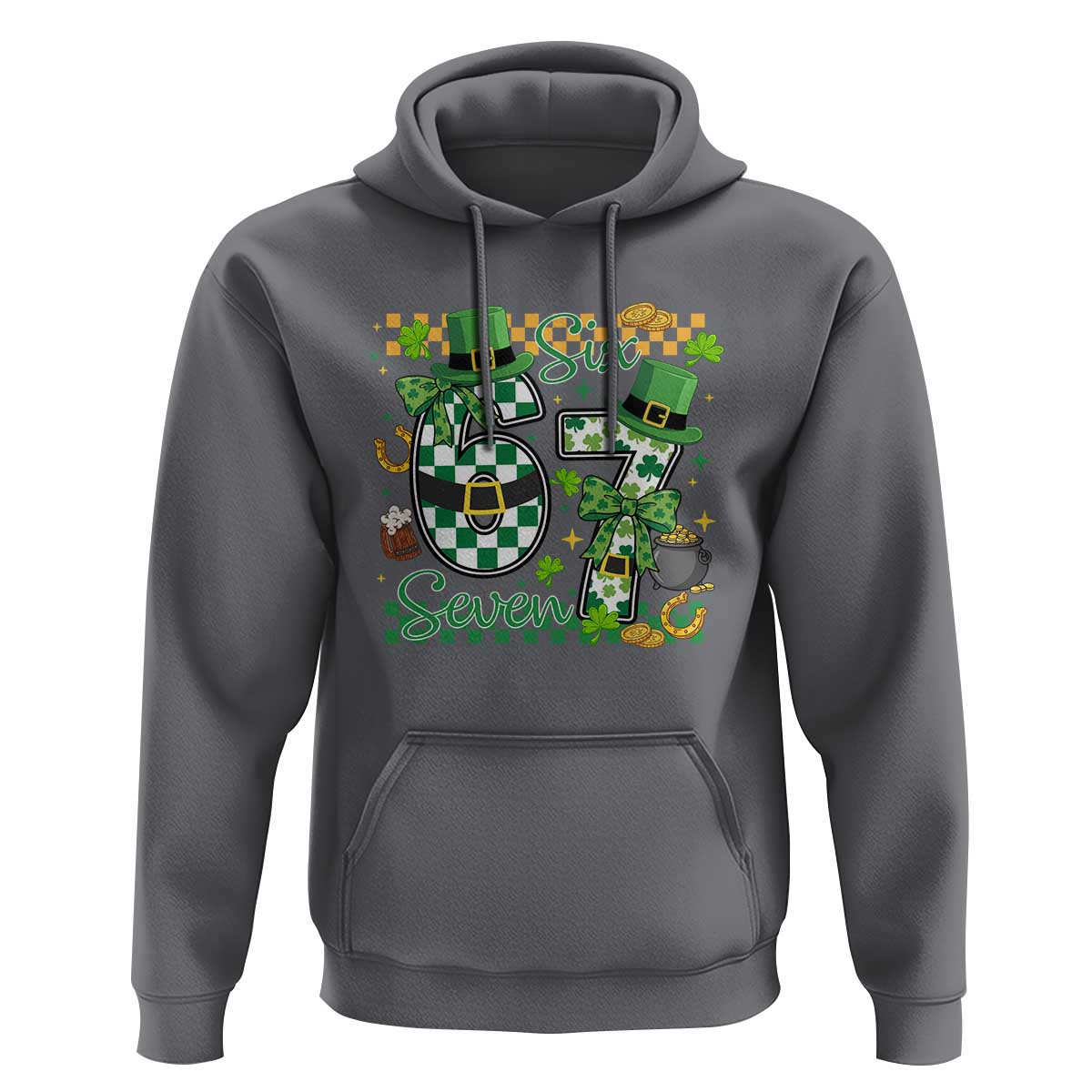 67 St Patricks Day Hoodie Funny Six Seven Meme Lucky Shamrock