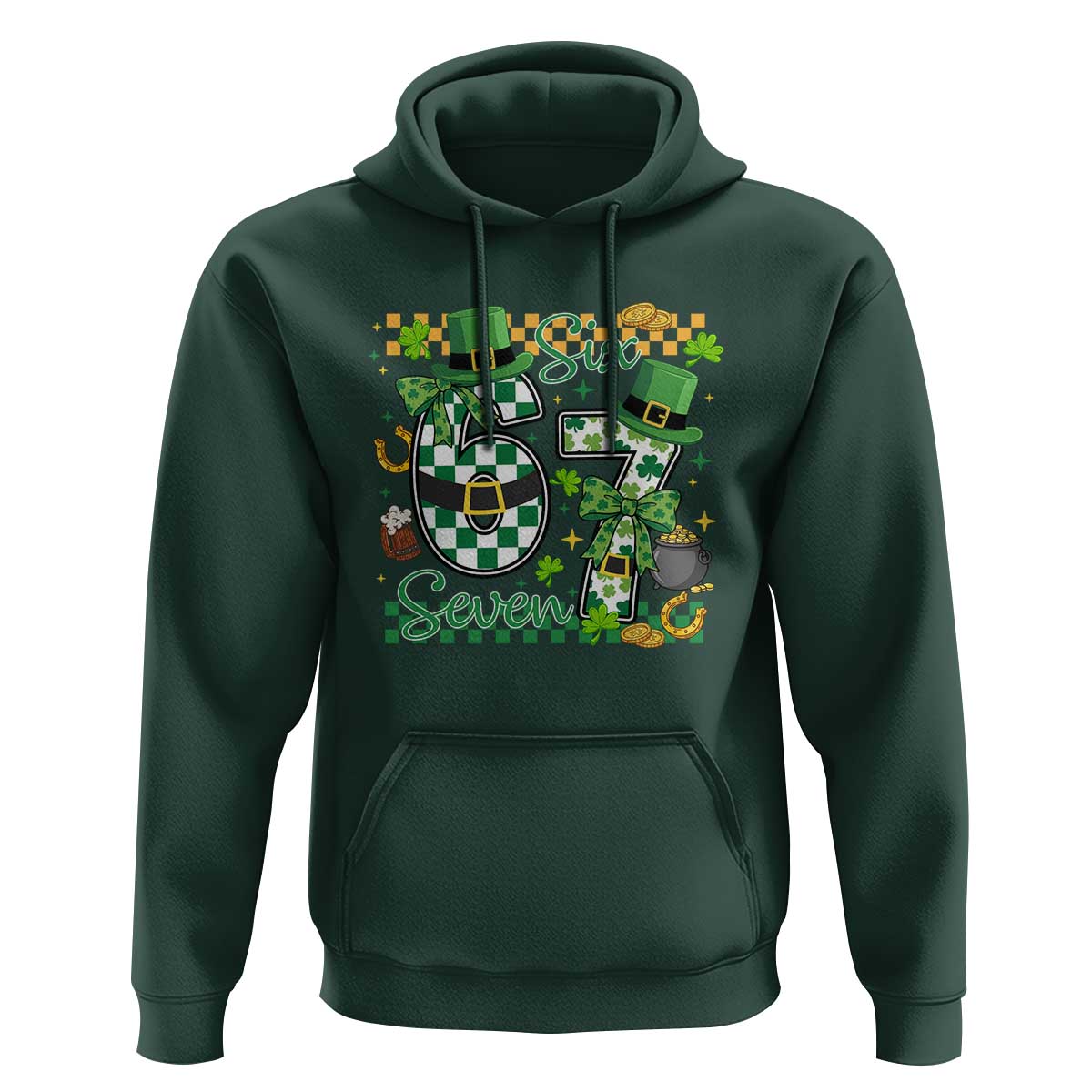 67 St Patricks Day Hoodie Funny Six Seven Meme Lucky Shamrock