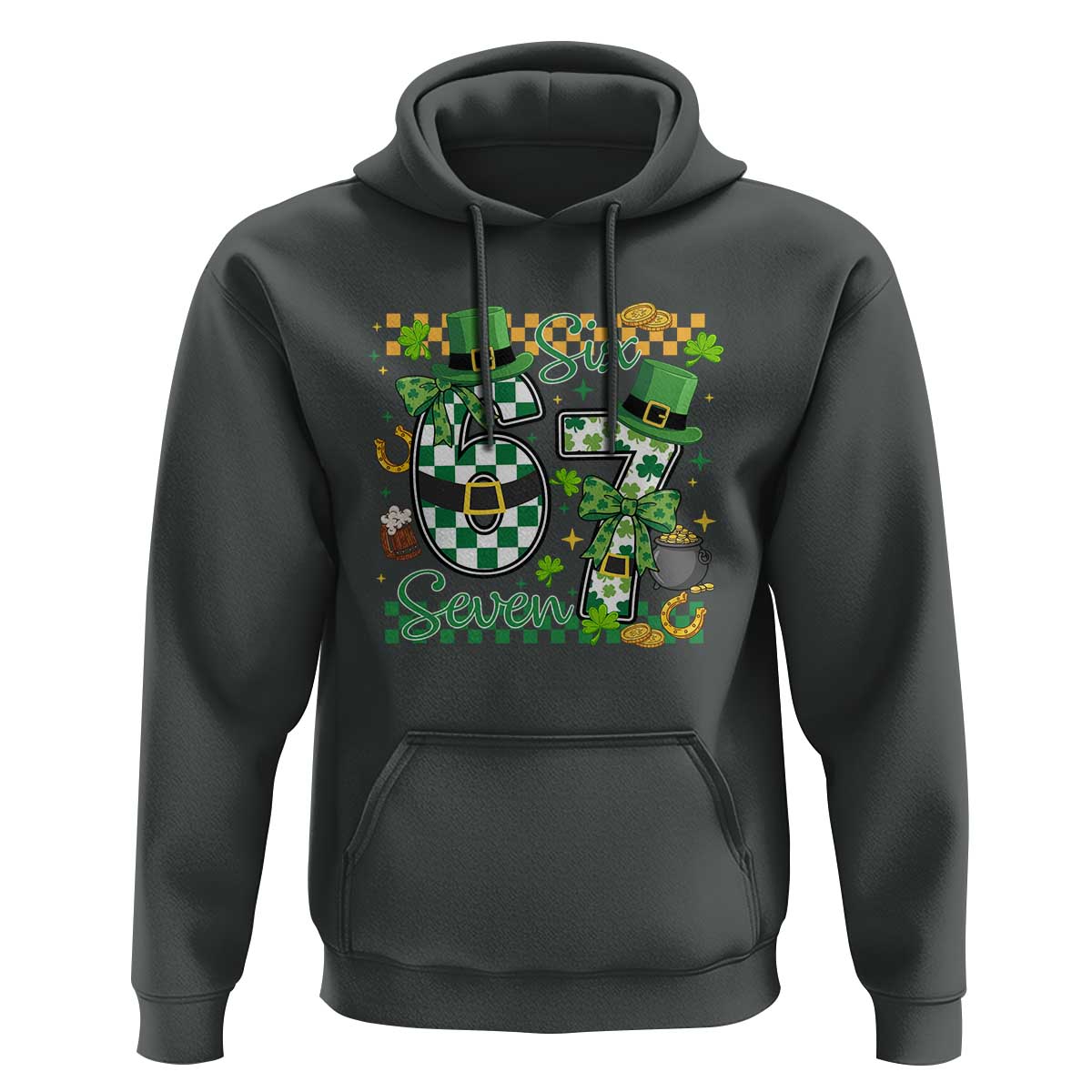 67 St Patricks Day Hoodie Funny Six Seven Meme Lucky Shamrock