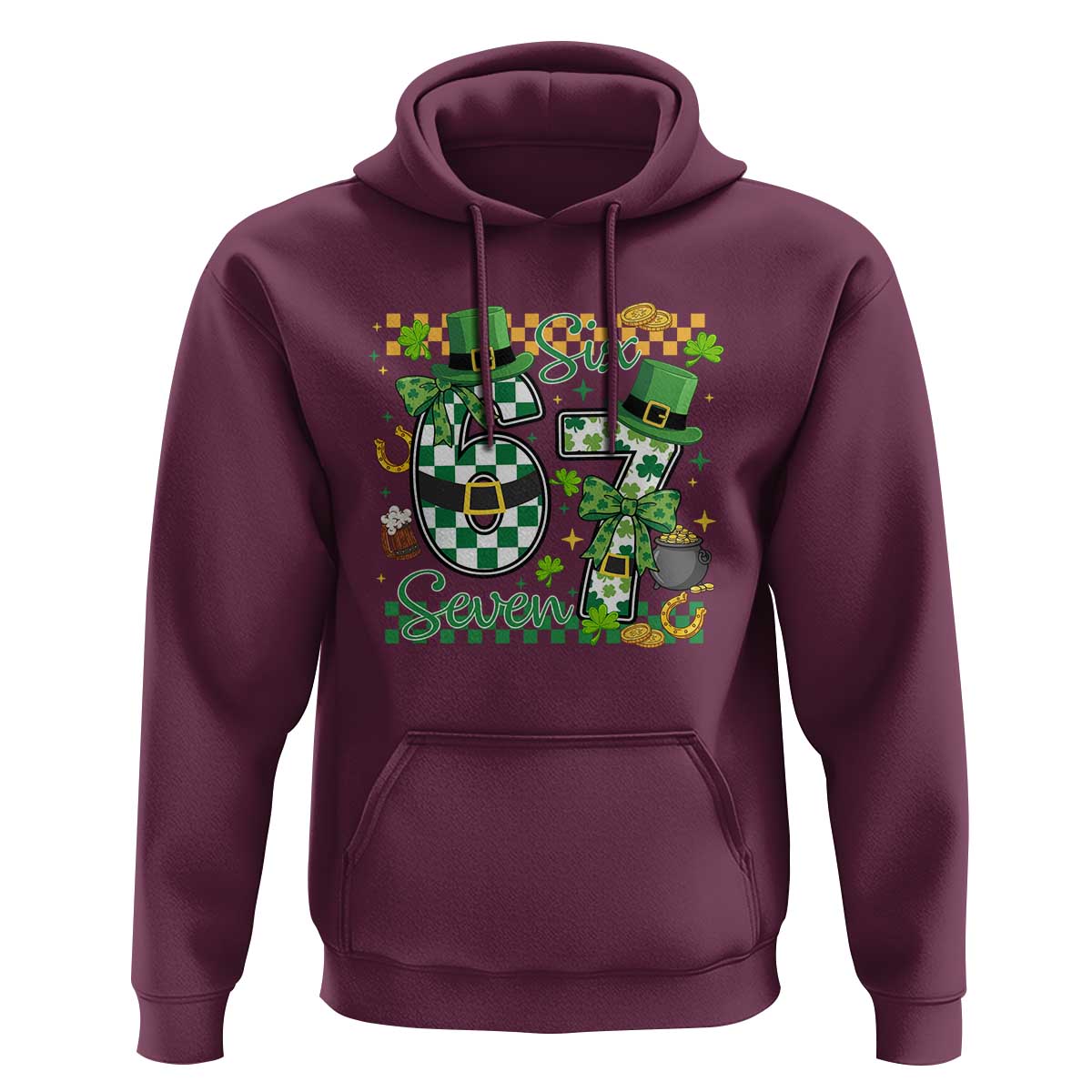 67 St Patricks Day Hoodie Funny Six Seven Meme Lucky Shamrock
