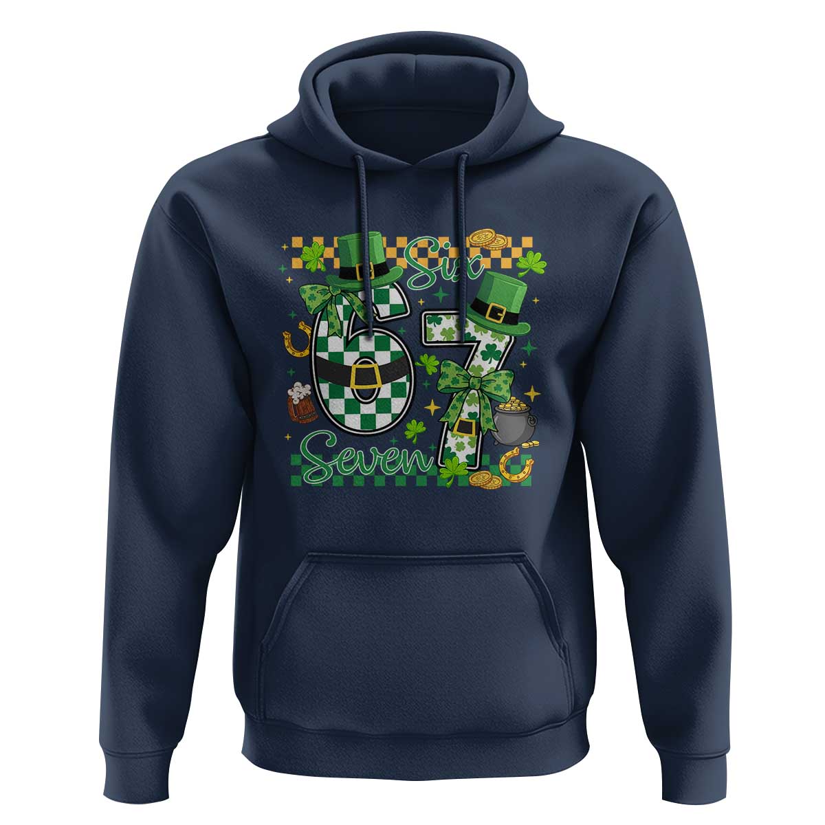 67 St Patricks Day Hoodie Funny Six Seven Meme Lucky Shamrock