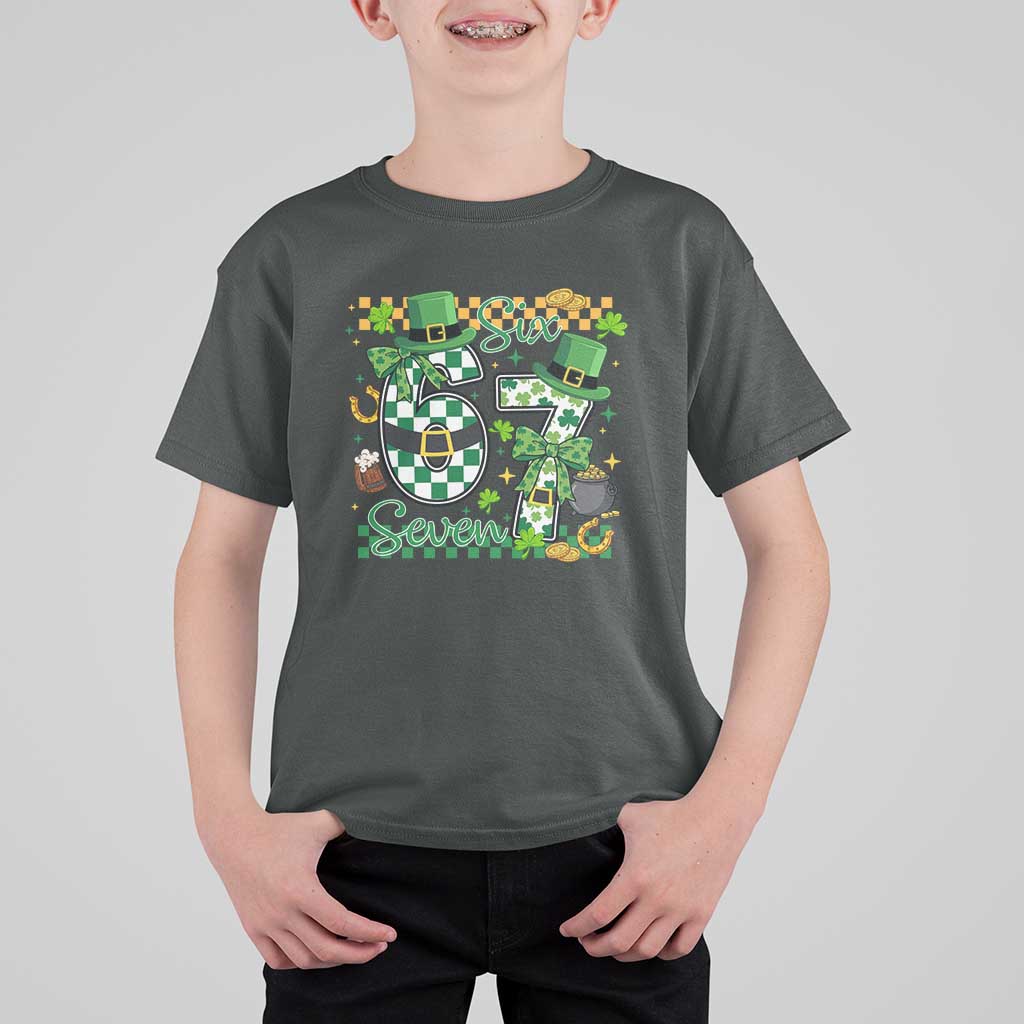 67 St Patricks Day T Shirt For Kid Funny Six Seven Meme Lucky Shamrock