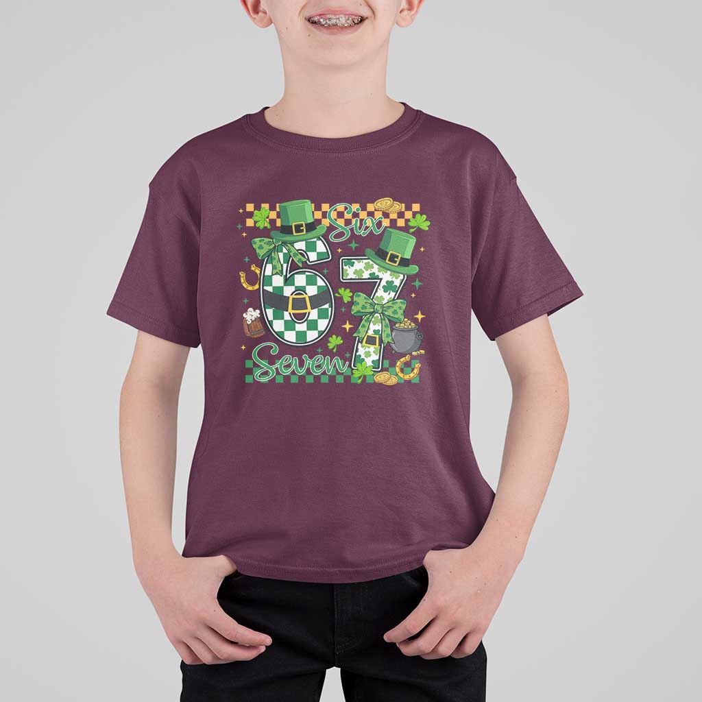 67 St Patricks Day T Shirt For Kid Funny Six Seven Meme Lucky Shamrock