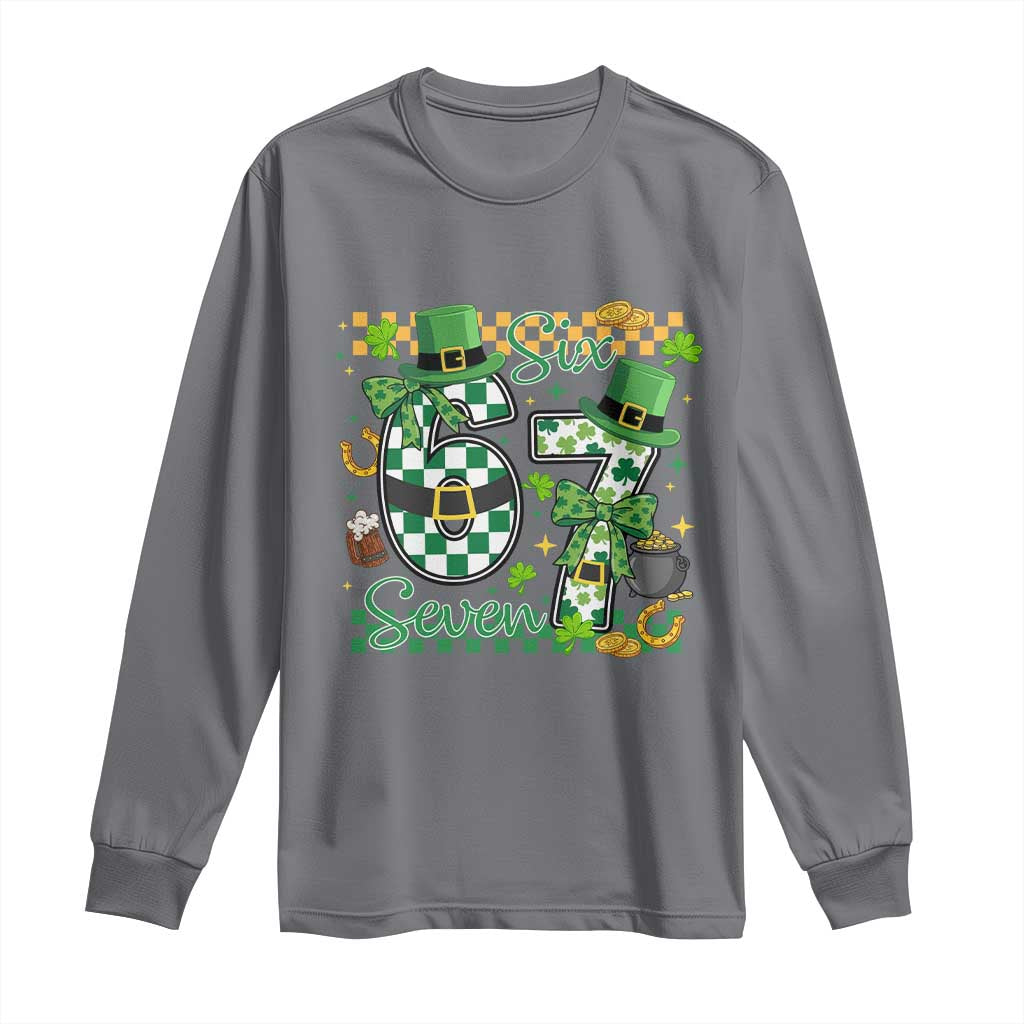 67 St Patricks Day Long Sleeve Shirt Funny Six Seven Meme Lucky Shamrock