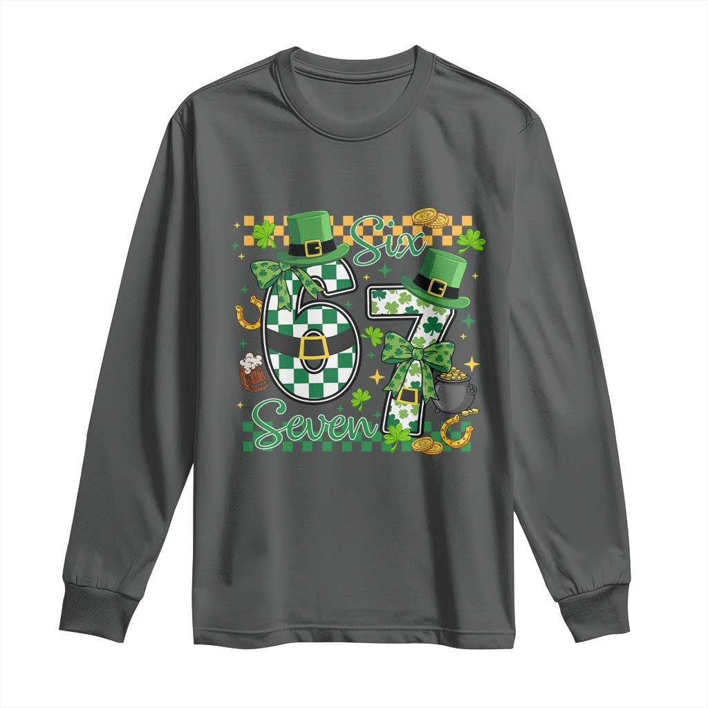 67 St Patricks Day Long Sleeve Shirt Funny Six Seven Meme Lucky Shamrock