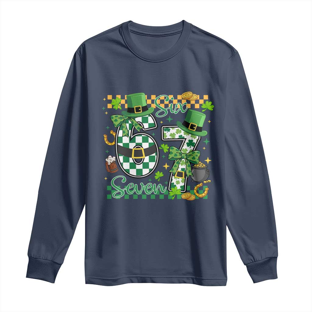 67 St Patricks Day Long Sleeve Shirt Funny Six Seven Meme Lucky Shamrock