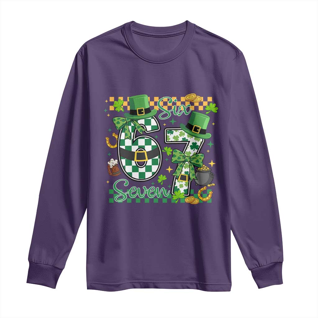 67 St Patricks Day Long Sleeve Shirt Funny Six Seven Meme Lucky Shamrock