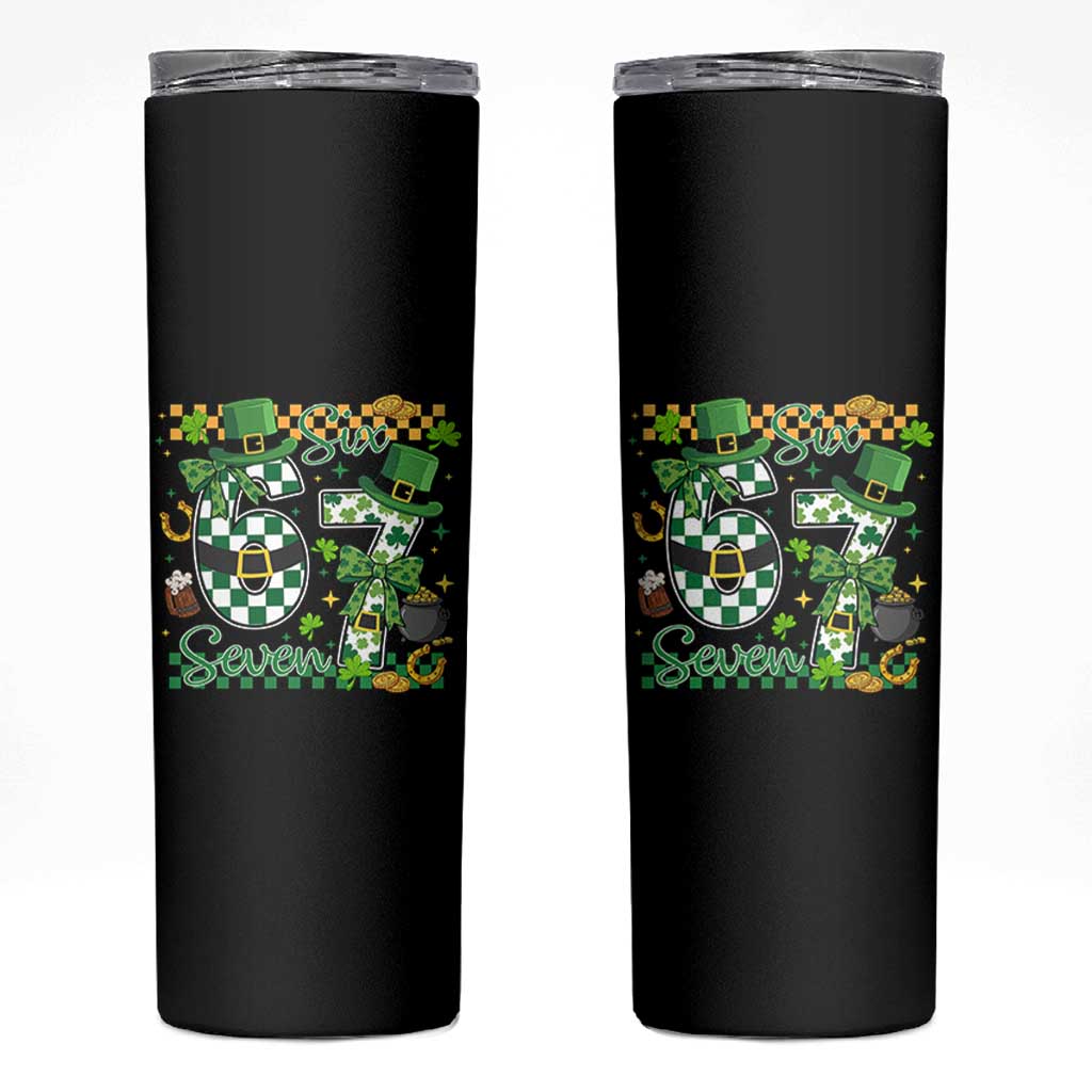 67 St Patricks Day Skinny Tumbler Funny Six Seven Meme Lucky Shamrock