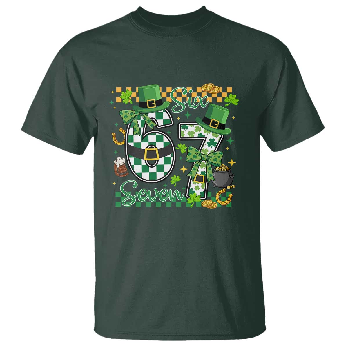 67 St Patricks Day T Shirt Funny Six Seven Meme Lucky Shamrock