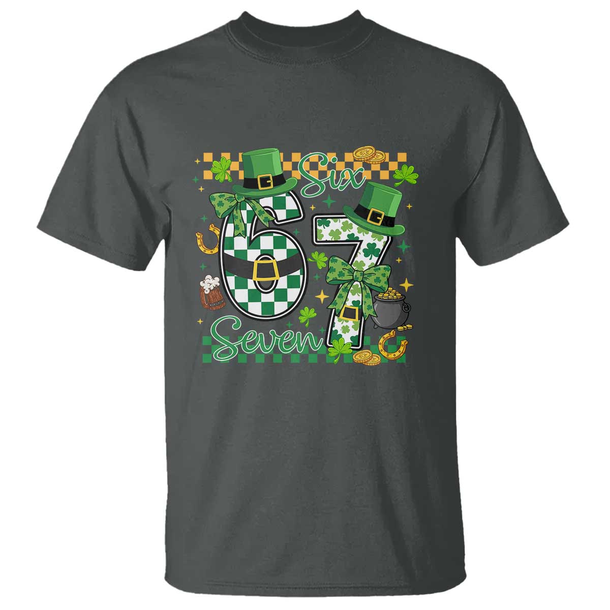 67 St Patricks Day T Shirt Funny Six Seven Meme Lucky Shamrock