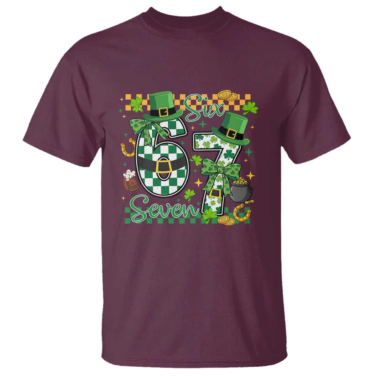 67 St Patricks Day T Shirt Funny Six Seven Meme Lucky Shamrock