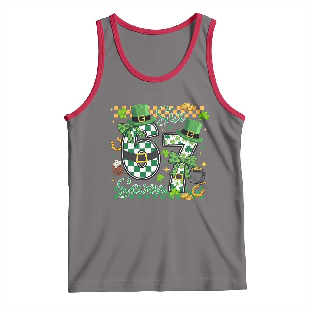 67 St Patricks Day Tank Top Funny Six Seven Meme Lucky Shamrock