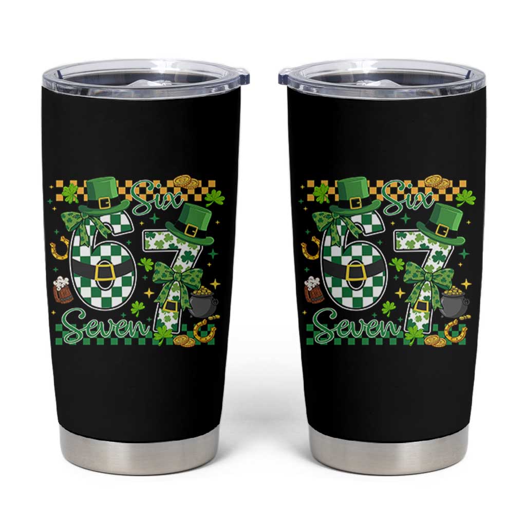 67 St Patricks Day Tumbler Cup Funny Six Seven Meme Lucky Shamrock