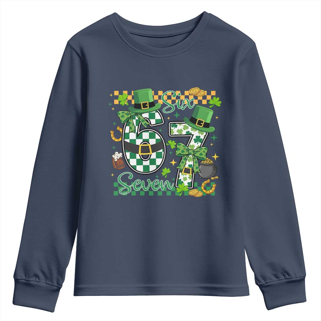 67 St Patricks Day Youth Sweatshirt Funny Six Seven Meme Lucky Shamrock