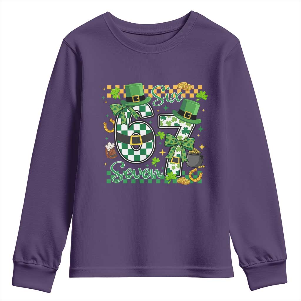 67 St Patricks Day Youth Sweatshirt Funny Six Seven Meme Lucky Shamrock