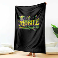 Mardi Gras Mobile Alabama AL Carnival Beads Throw Blanket