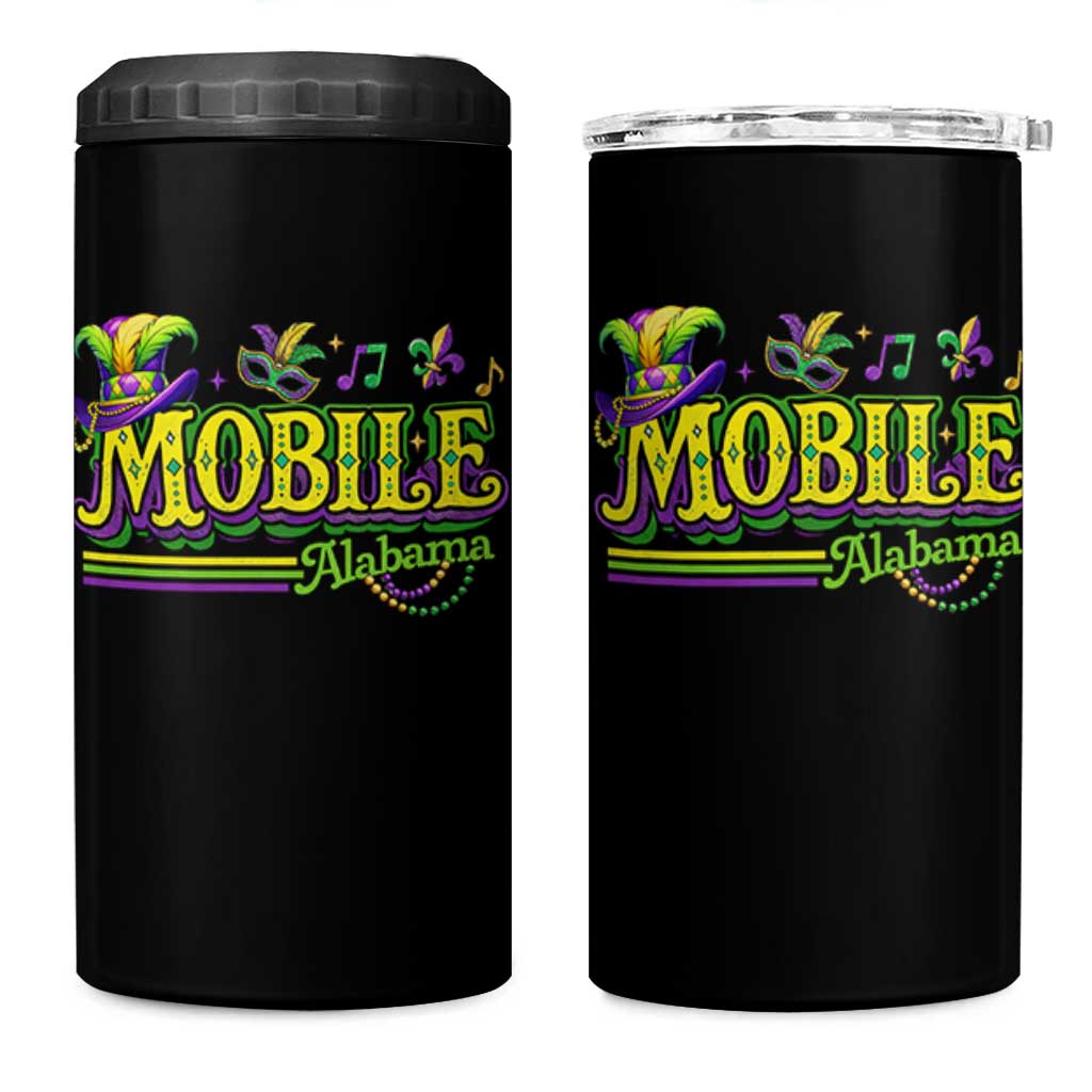 Mardi Gras Mobile Alabama AL Carnival Beads 4 in 1 Can Cooler Tumbler