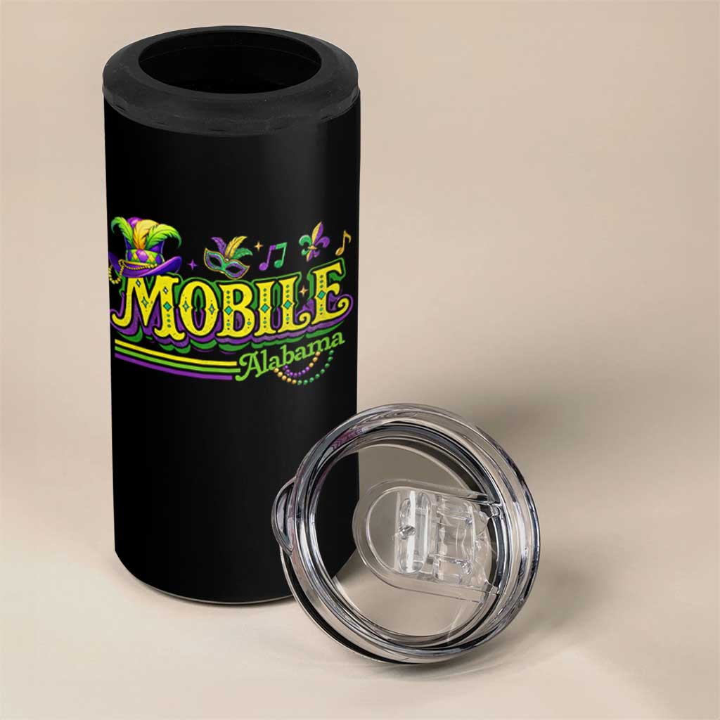 Mardi Gras Mobile Alabama AL Carnival Beads 4 in 1 Can Cooler Tumbler
