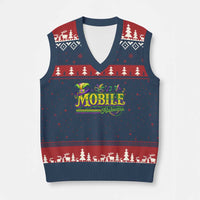 Mardi Gras Mobile Alabama AL Carnival Beads V-Neck Knit Sweater Vest
