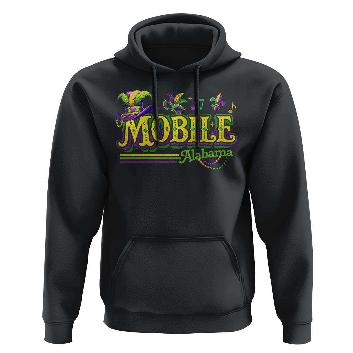 Mardi Gras Mobile Alabama AL Carnival Beads Hoodie
