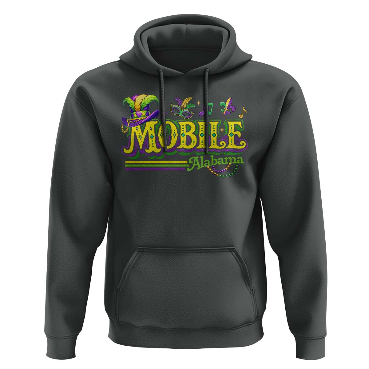 Mardi Gras Mobile Alabama AL Carnival Beads Hoodie