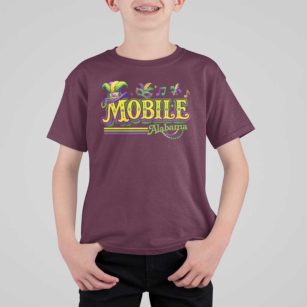 Mardi Gras Mobile Alabama AL Carnival Beads T Shirt For Kid