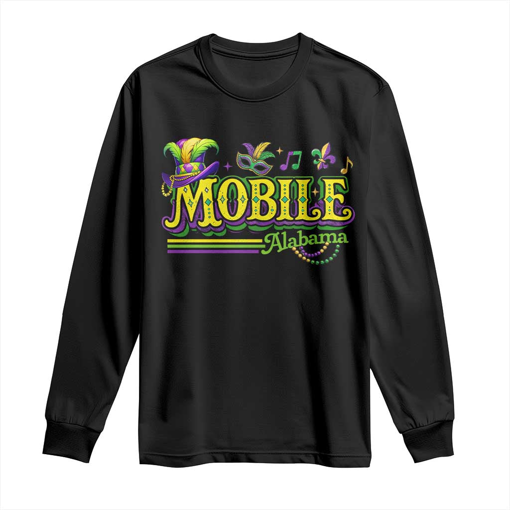 Mardi Gras Mobile Alabama AL Carnival Beads Long Sleeve Shirt