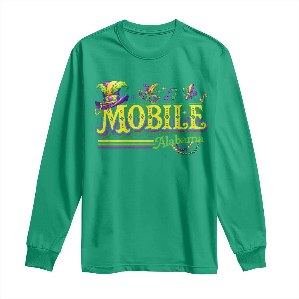 Mardi Gras Mobile Alabama AL Carnival Beads Long Sleeve Shirt