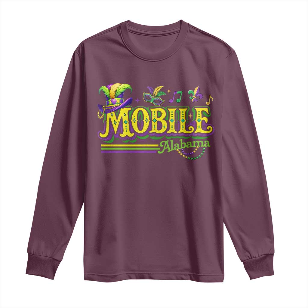 Mardi Gras Mobile Alabama AL Carnival Beads Long Sleeve Shirt