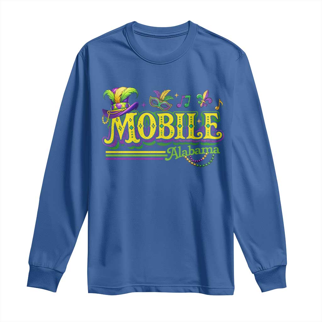 Mardi Gras Mobile Alabama AL Carnival Beads Long Sleeve Shirt